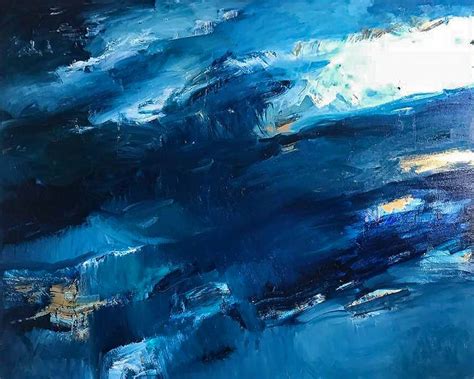 Dark blue abstract Painting by Lilia Orlova-Holmes | Saatchi Art