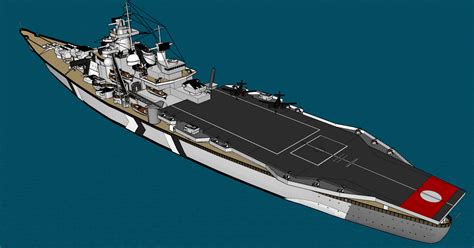 German Battleship Bismarck Hybrid Aircraft Carrier Concept by See Bär | Download free STL model ...