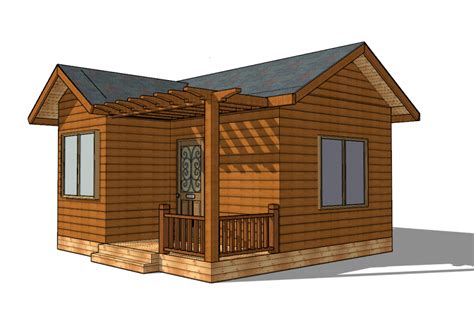 Wooden bungalow with grey title roof sketchup model | Thousands of free AutoCAD drawings