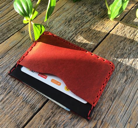 Red and Black Leather Wallet, Credit Card Cash or ID Holder, Unique Unisex Pouch, PERSONALIZED