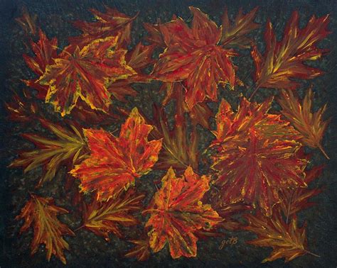 Autumn Leaves original acrylic painting Painting by Georgeta Blanaru - Pixels