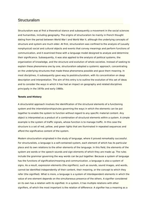 (PDF) Structuralism