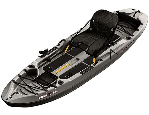 SUNDOLPHIN Boss SS Sit-On/Stand On Top Angler Kayak (Gray, 12.3-Feet) - Missouri Float Trips