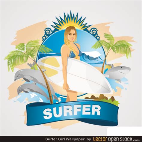 Free Vector Surfer Girl Wallpaper | FreeVectors