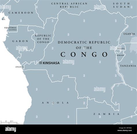 Democratic Republic of the Congo political map with capital Kinshasa. Also DR Congo, DRC, DROC ...