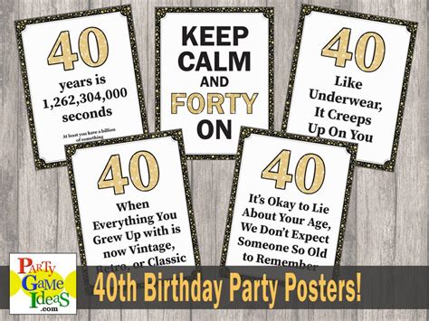 40th Birthday Party Posters Funny Quotes