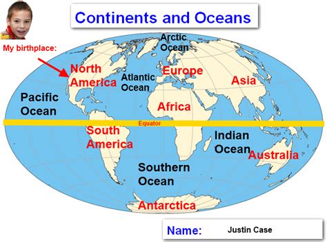 world map with continents and oceans labeled | The photo editor Paint.NET was used to label the ...