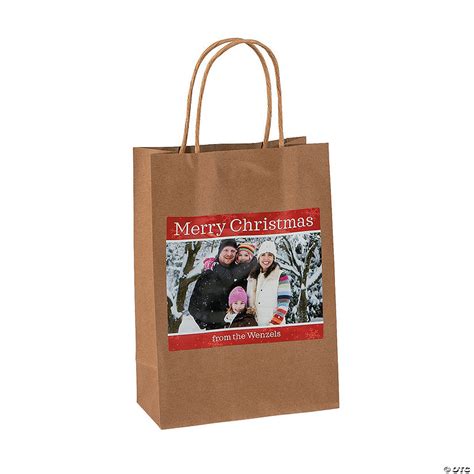 Medium Kraft Paper Holiday Custom Photo Gift Bags | Oriental Trading