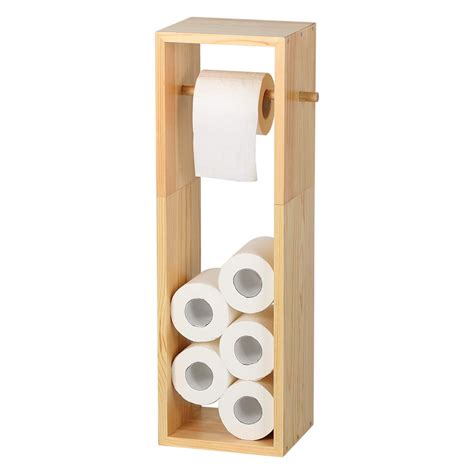 Natural Wood Toilet Paper Holder, Dispenser with 6 Rolls Storage - Walmart.com - Walmart.com