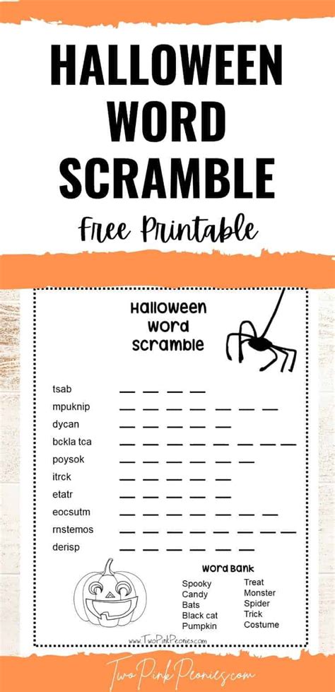 Halloween Word Scramble with Answer Key {FREE Instant Download!}