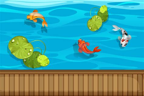 Three fish and waterlily in the pond 359004 Vector Art at Vecteezy