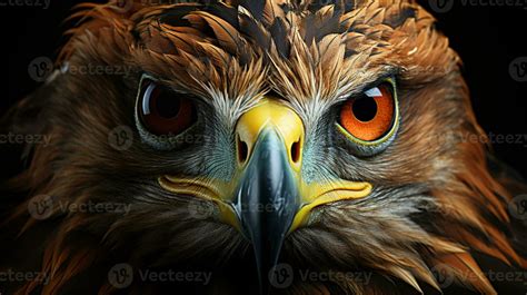 Intense Bird of Prey Gaze, Close-Up of Red-tailed Hawk's Eyes and Full ...