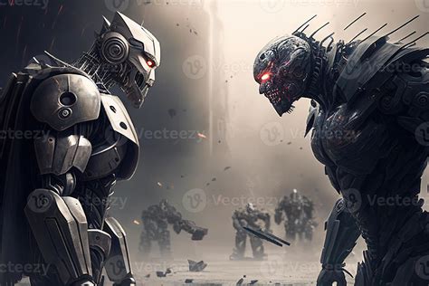 Robots fighting, robot fight illustration, Good vs evil android machine, 22006592 Stock Photo at ...