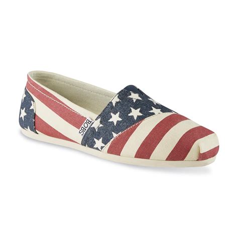 Skechers Women's BOBS American Flag Red/White/Blue Canvas Flat - Clothing, Shoes & Jewelry ...