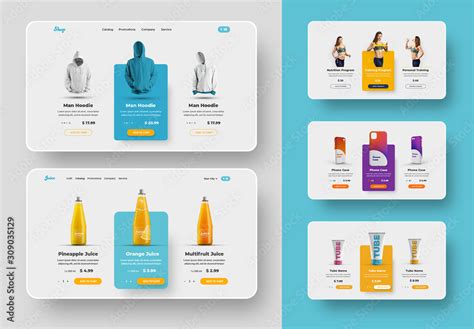 Digital UI Product Cards Layout Set Stock Template | Adobe Stock