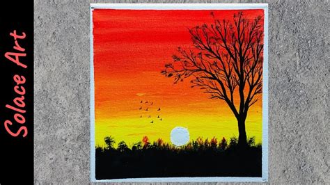 Sunset Painting Acrylic Easy | Easy Sunset Sky - YouTube