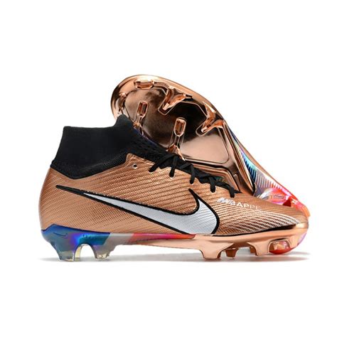 2022 World Cup in Qatar Mbappé Air Zoom Mercurial Vapor XV Elite FG High Soccer Shoes-Gold/Black