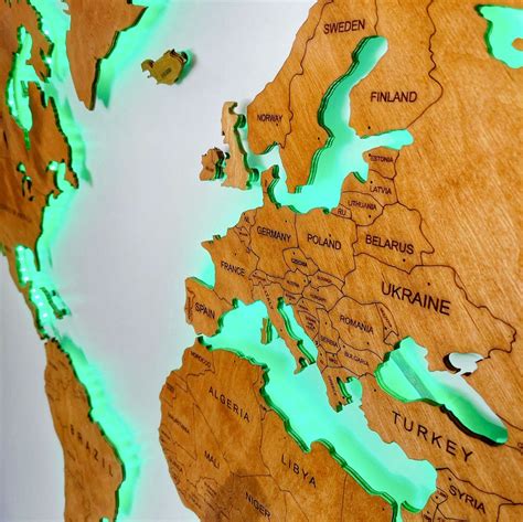 LED Illuminated Wooden World Map Classic - Etsy