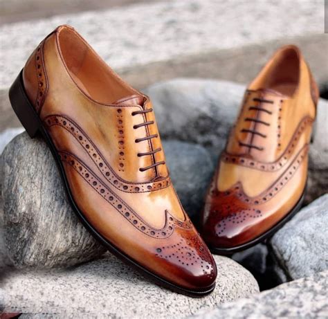 Handmade Brown Wing Tip Leather Shoes, Men's Lace Up Leather Formal Shoes · Leatherworld2014 ...