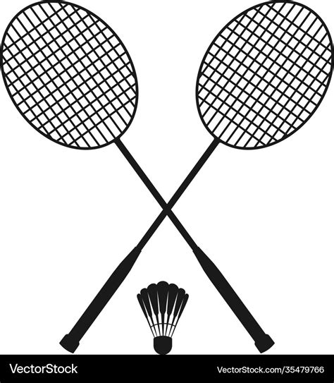 Badminton rackets icon silhouette club logo Vector Image