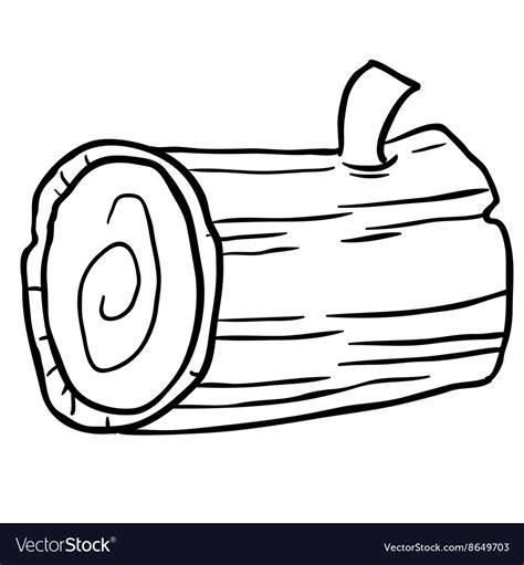 Black and white wood log cartoon Royalty Free Vector Image