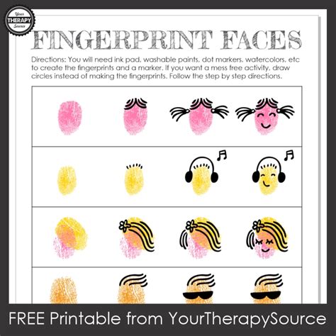 Fingerprint Art Printable - Your Therapy Source