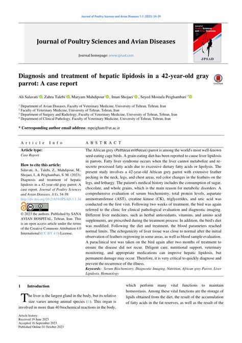 (PDF) Diagnosis and treatment of hepatic lipidosis in a 42-year-old ...