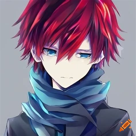 Anime character with red and blue hair on Craiyon