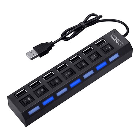 7 Port USB Hub Expander Adapter Multi-Port Wall Charger Desktop Travel ...