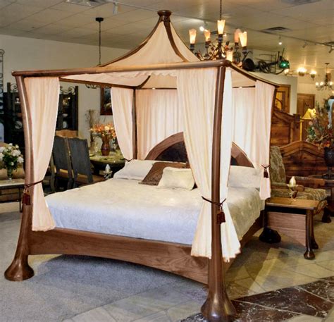 Contemporary Canopy Bed | Modern Canopy Bed | Solid Walnut Canopy Bed