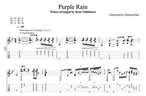 Purple Rain - Kent NIshimura - Guitar Tablature — Tablature Dude - Guitar Transcriptions