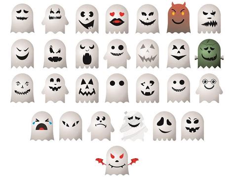 28 Halloween Ghost Emoji Ghost Face Monster Faces Clipart