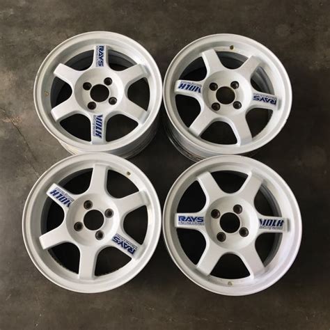 Rim TE37 White 15 inch, Auto Accessories on Carousell