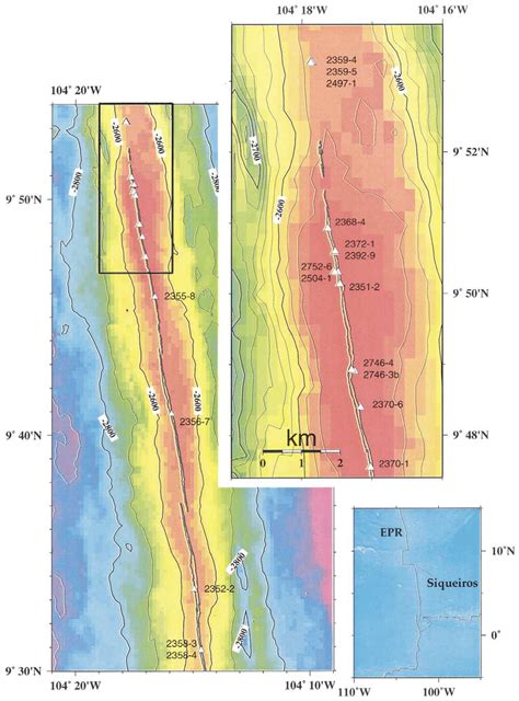 Sample location maps. Lower right inset shows the East Pacific Rise... | Download Scientific Diagram