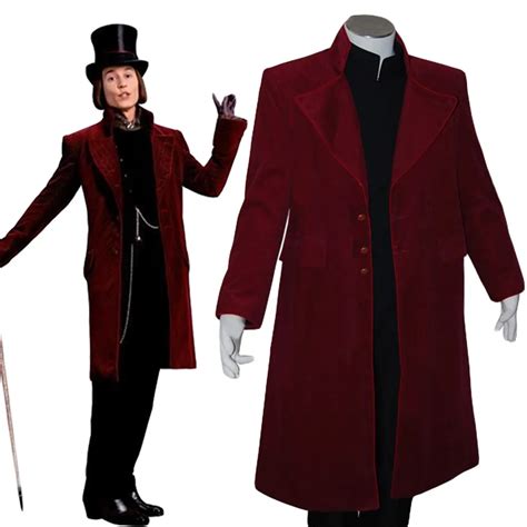 Charlie and the Chocolate Factory Cosplay Johnny Depp Willy Wonka Costume Jacket Coat For Adult ...