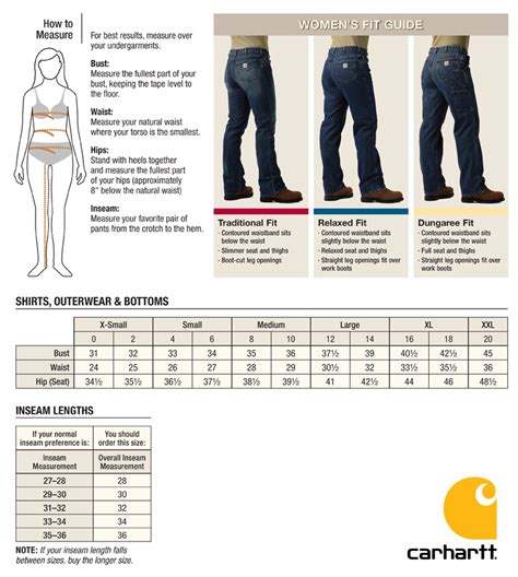 CARHARTT - Women's Clothing Sizing Chart