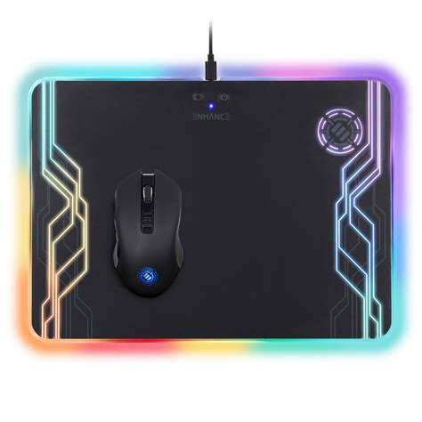 ENHANCE PowerUP Wireless Charging LED Mouse Pad + Gaming Mouse Bundle ...