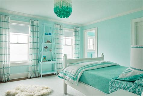 Aqua Blue Bedroom with Aqua Capiz Chandelier - Contemporary - Bedroom | Bedroom interior, Blue ...