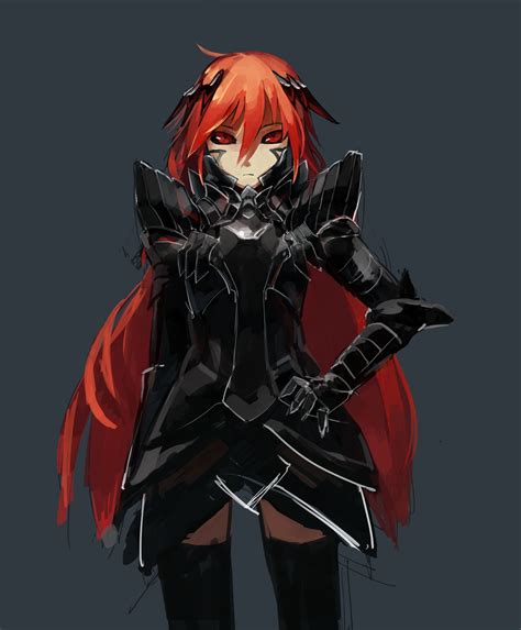 Wallpaper : illustration, redhead, long hair, anime girls, armor, red eyes 1588x1921 - Foxter ...