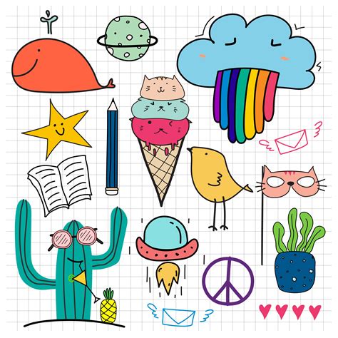 Hand Drawn Doodle Vector Set. Doodle Funny Set. Handmade Vector ...