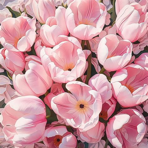 Premium AI Image | White Background with Pink Tulips in a Garden