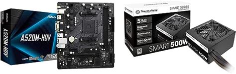 Amazon.com: ASRock A520M-HDV Supports AMD AM4 Socket Ryzen™ & Thermaltake Smart 500W 80+ White ...