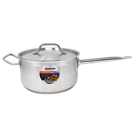 6 QT Stainless Steel Sauce Pan with Cover and Handle – Omcan