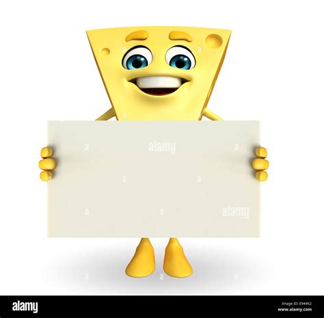 Cartoon Character of Cheese with sign Stock Photo - Alamy