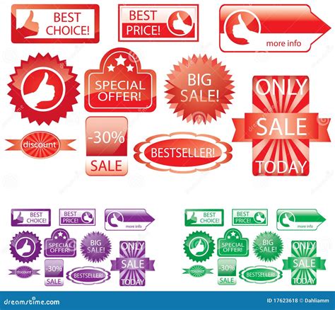 Set of promo stickers stock vector. Illustration of promotion - 17623618