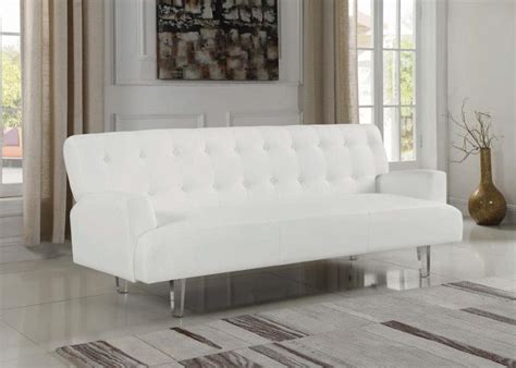 White Faux Leather Sofa Bed - sofa living room ideas