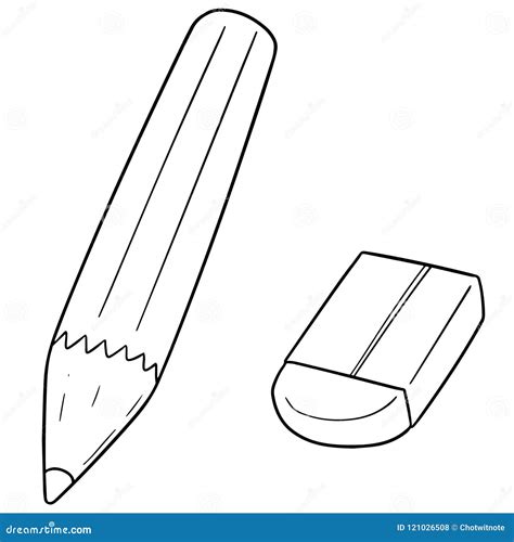 Vector Set of Pencil and Eraser Stock Vector - Illustration of icon, instrument: 121026508