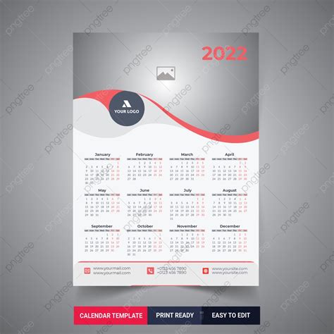 Print Ready 2022 Calendar Template Design One Page Creative Vector Eps Template Download on Pngtree