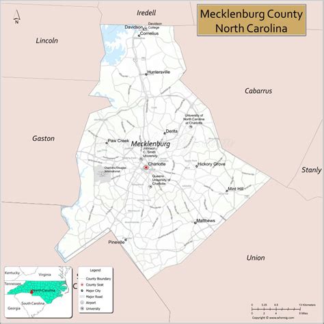 Map of Mecklenburg County, North Carolina, USA - Check Where is Located, Cities and Towns & Facts