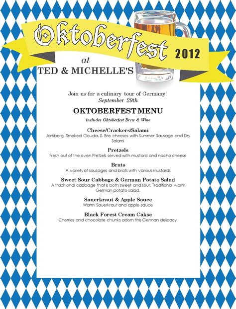 Tomorrow's Menu - Oktoberfest | Oktoberfest menu, Oktoberfest food, Oktoberfest